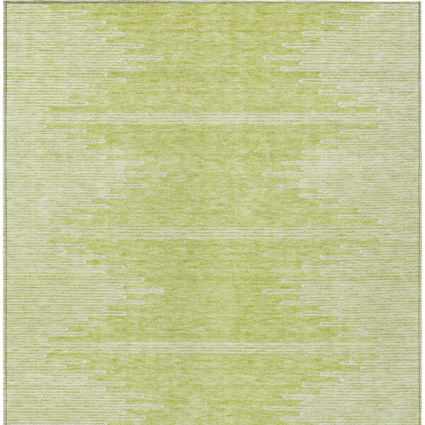 5' X 8' Artichoke Green And Ivory Abstract Washable Indoor Outdoor Area Rug
