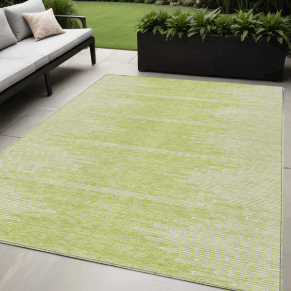 5' X 8' Artichoke Green And Ivory Abstract Washable Indoor Outdoor Area Rug