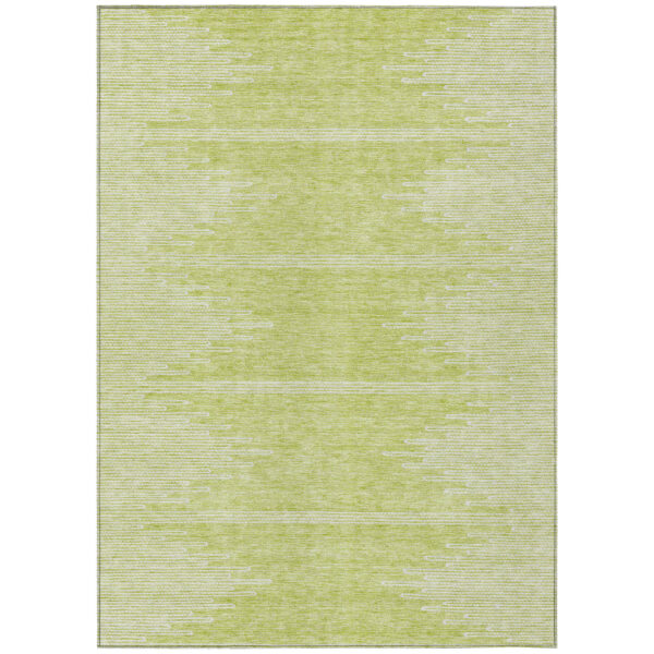 5' X 8' Artichoke Green And Ivory Abstract Washable Indoor Outdoor Area Rug
