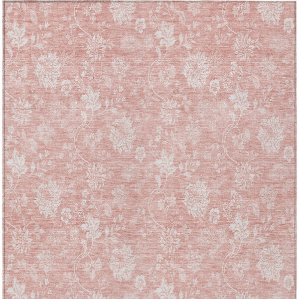 3' X 5' Pink Ivory And Blush Floral Washable Indoor Outdoor Area Rug