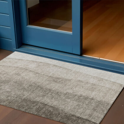 3' X 5' Taupe Brown And Ivory Ombre Washable Indoor Outdoor Area Rug