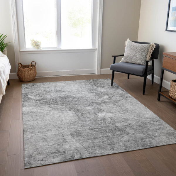 10' X 14' Gray Silver And Charcoal Nautical Washable Indoor Outdoor Area Rug