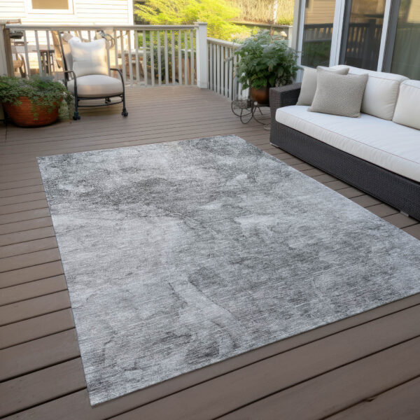 10' X 14' Gray Silver And Charcoal Nautical Washable Indoor Outdoor Area Rug