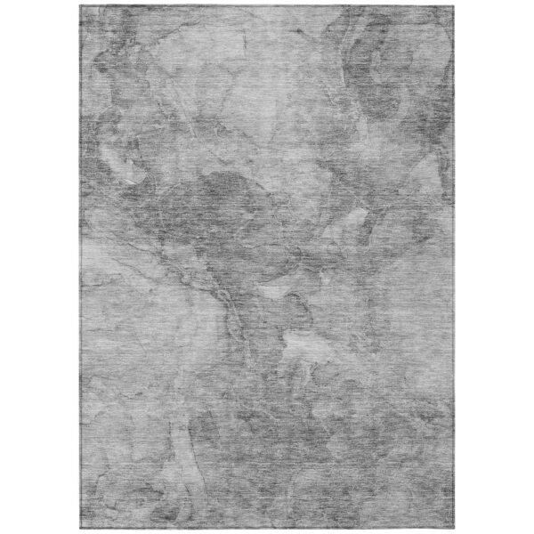 10' X 14' Gray Silver And Charcoal Nautical Washable Indoor Outdoor Area Rug