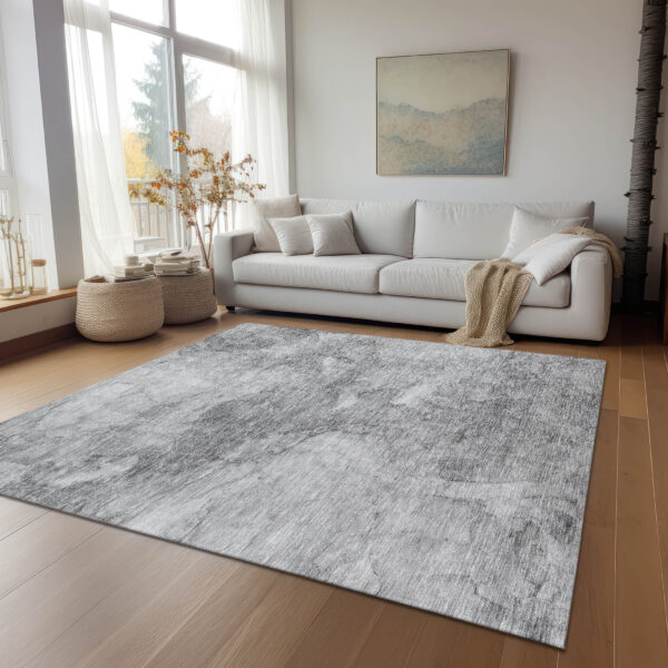 10' X 14' Gray Silver And Charcoal Nautical Washable Indoor Outdoor Area Rug