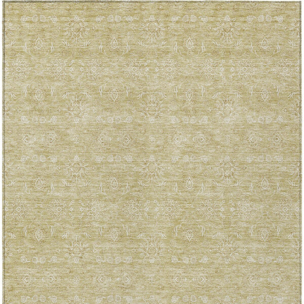 8' X 10' Beige Tan And Ivory Floral Washable Indoor Outdoor Area Rug