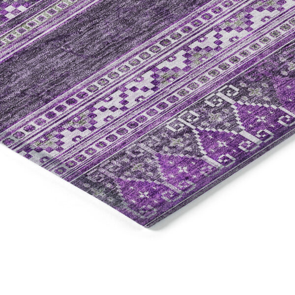 9' X 12' Purple Eggplant And Gray Southwestern Washable Indoor Outdoor Area Rug