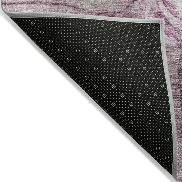9' X 12' Plum Mauve And Pink Floral Washable Indoor Outdoor Area Rug