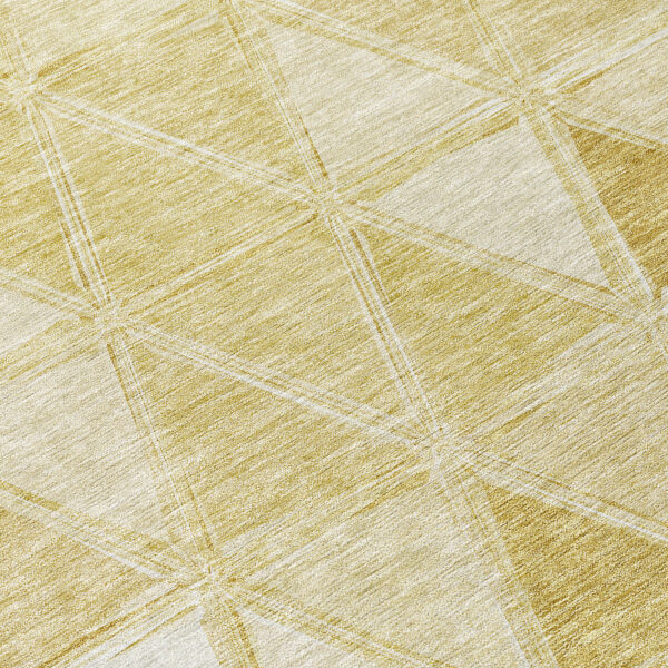 5' X 8' Gold Wheat And Ivory Geometric Washable Indoor Outdoor Area Rug