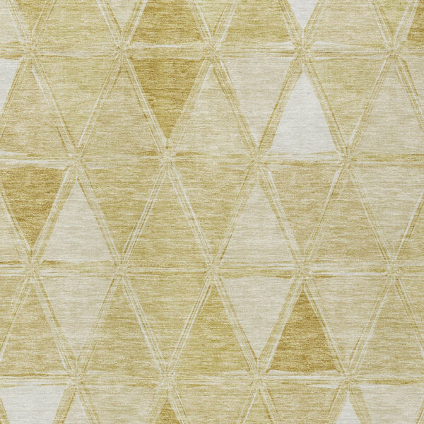 5' X 8' Gold Wheat And Ivory Geometric Washable Indoor Outdoor Area Rug