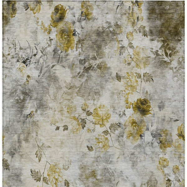 8' X 10' Taupe Ivory And Tan Floral Washable Indoor Outdoor Area Rug