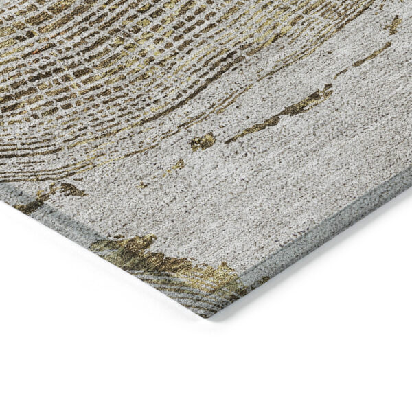 3' X 5' Taupe Gray And Brown Abstract Washable Indoor Outdoor Area Rug