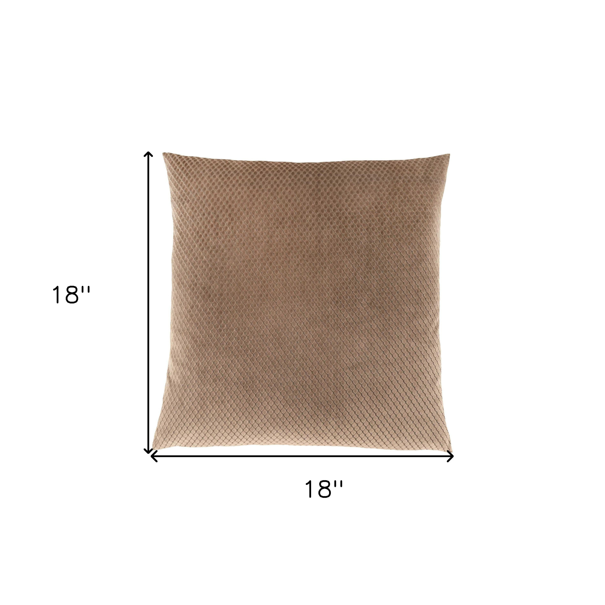 18" X 18" Beige Velvet Polyester Diamond Zippered Pillow - Image 2