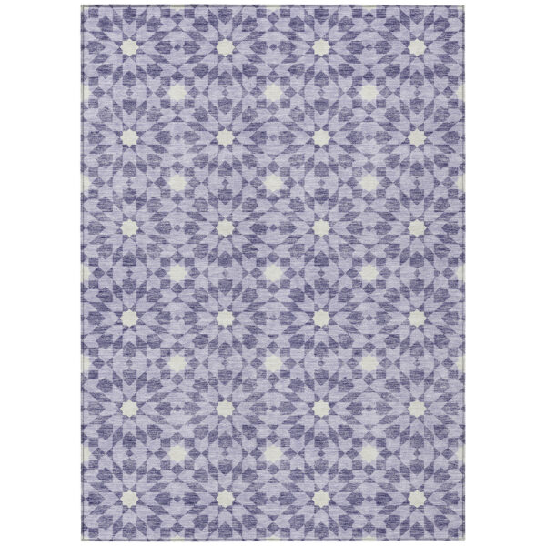 3' X 5' Lilac Purple And Ivory Floral Medallion Washable Indoor Outdoor Area Rug