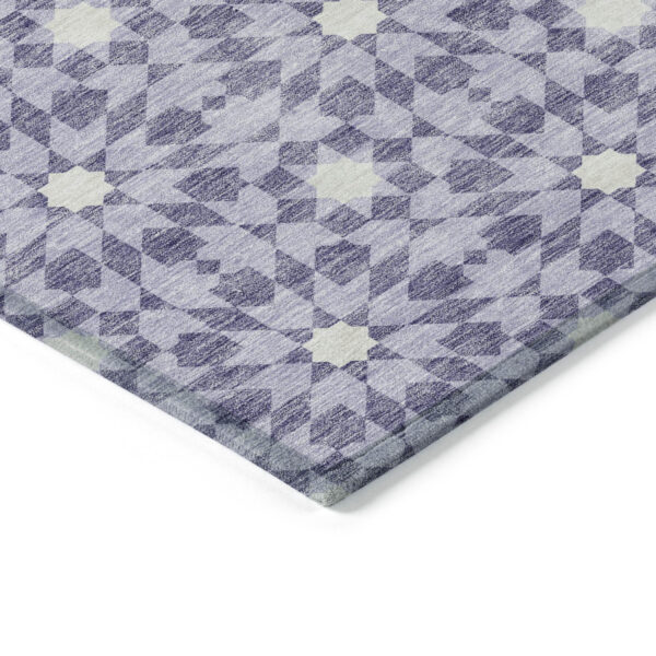 3' X 5' Lilac Purple And Ivory Floral Medallion Washable Indoor Outdoor Area Rug