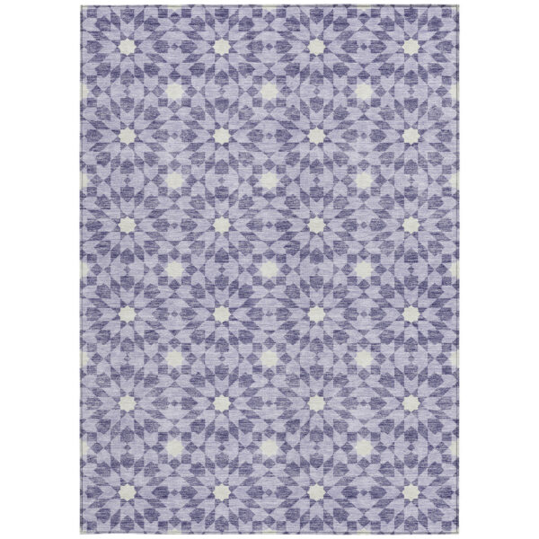 3' X 5' Lilac Purple And Ivory Floral Medallion Washable Indoor Outdoor Area Rug