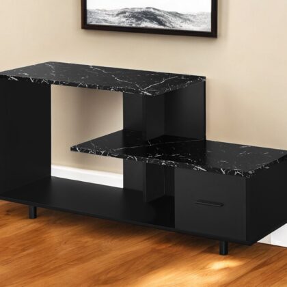 47" Black Cabinet Enclosed Storage TV Stand