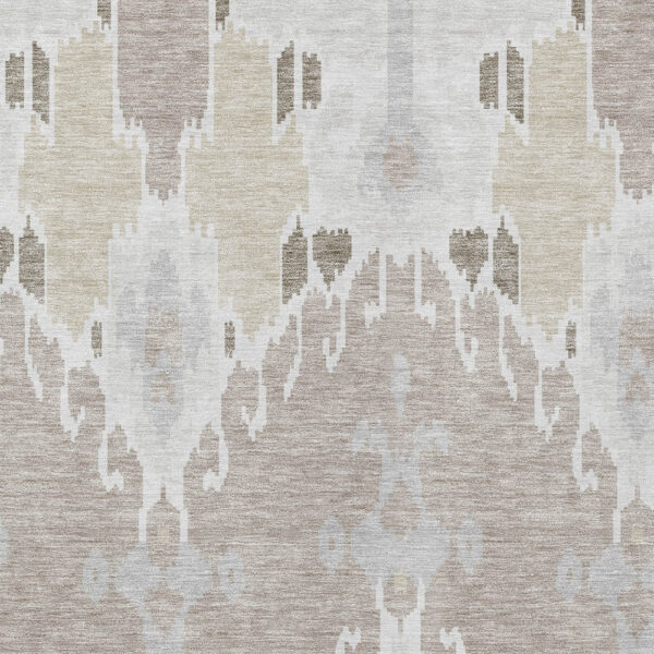10' X 14' Ivory Beige And Taupe Ikat Washable Indoor Outdoor Area Rug