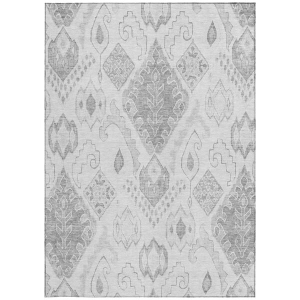 9' X 12' Silver Gray And Charcoal Moroccan Washable Indoor Outdoor Area Rug