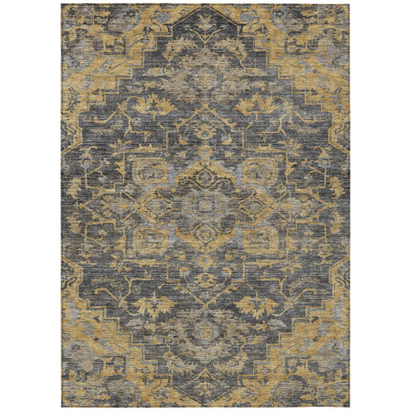 5' X 8' Gray Charcoal And Silver Oriental Washable Indoor Outdoor Area Rug