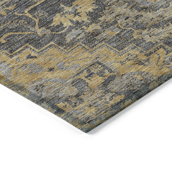 5' X 8' Gray Charcoal And Silver Oriental Washable Indoor Outdoor Area Rug