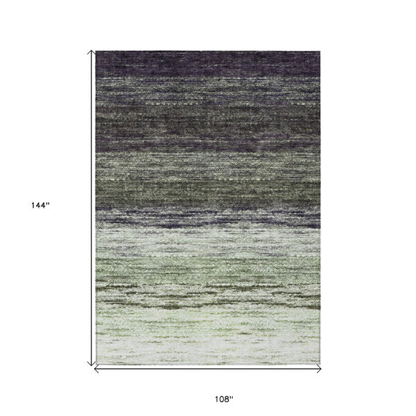 9' X 12' Green Ivory And Purple Ombre Washable Indoor Outdoor Area Rug