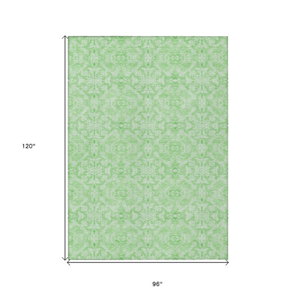 8' X 10' Lime Green And Green Medallion Washable Indoor Outdoor Area Rug