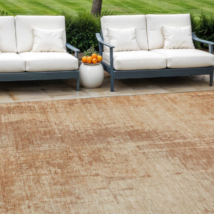 10' X 14' Terra Cotta And Copper Abstract Washable Indoor Outdoor Area Rug
