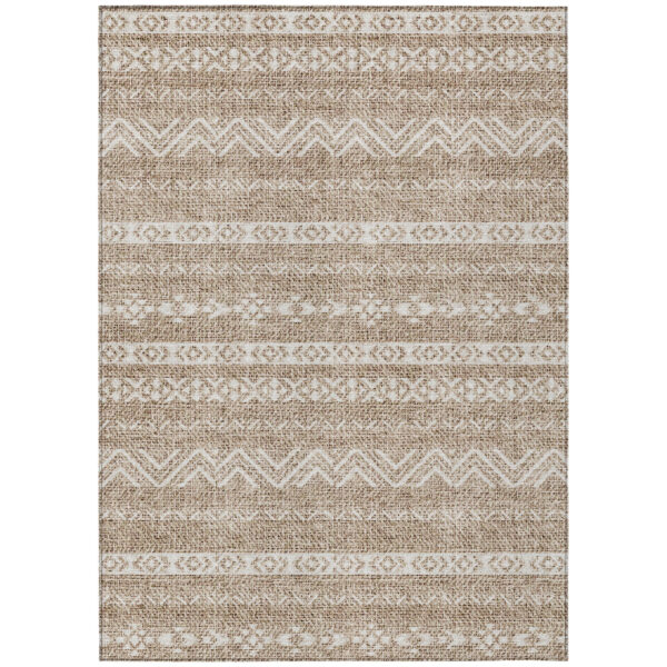 5' X 8' Brown And Beige Southwestern Washable Indoor Outdoor Area Rug