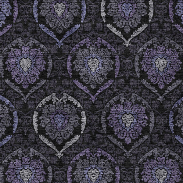 8' X 10' Purple Charcoal And Gray Medallion Washable Indoor Outdoor Area Rug