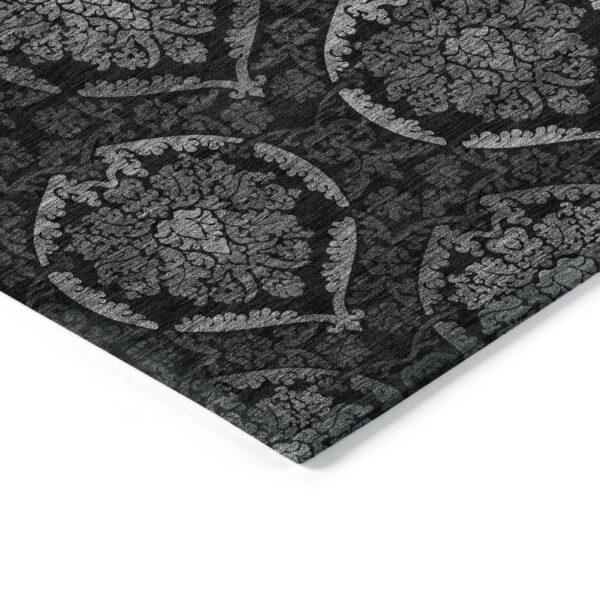 8' X 10' Gray Charcoal And Silver Medallion Washable Indoor Outdoor Area Rug