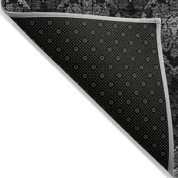 8' X 10' Gray Charcoal And Silver Medallion Washable Indoor Outdoor Area Rug