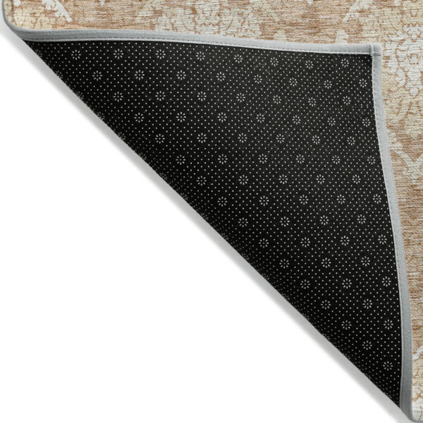9' X 12' Salmon Copper And Ivory Medallion Washable Indoor Outdoor Area Rug
