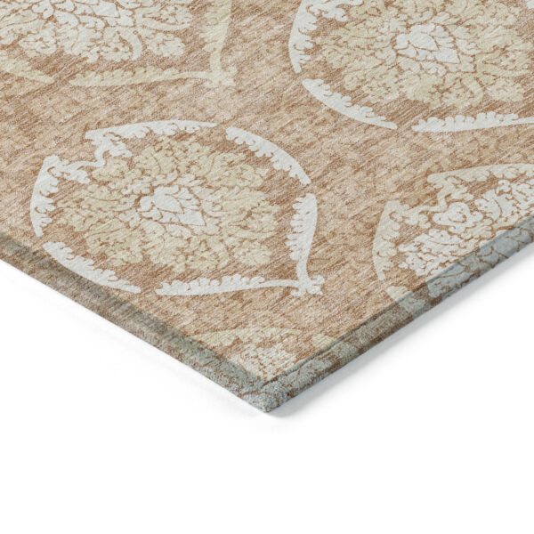 9' X 12' Salmon Copper And Ivory Medallion Washable Indoor Outdoor Area Rug