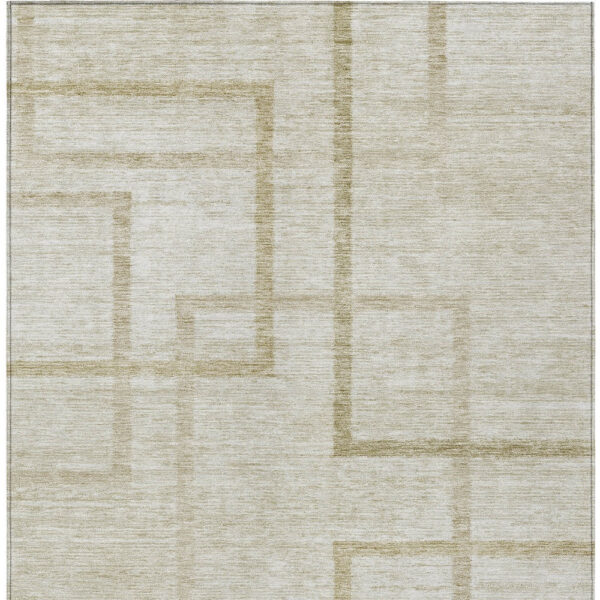 3' X 5' Beige Tan And Taupe Geometric Washable Indoor Outdoor Area Rug