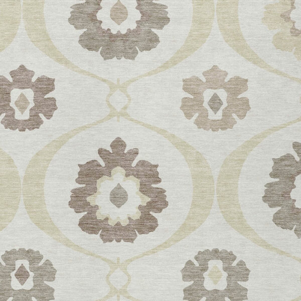 5' X 8' Ivory Taupe And Brown Medallion Washable Indoor Outdoor Area Rug