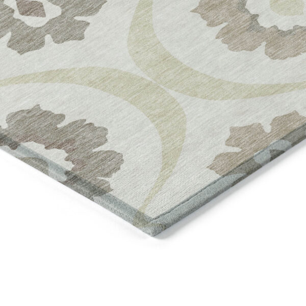 5' X 8' Ivory Taupe And Brown Medallion Washable Indoor Outdoor Area Rug