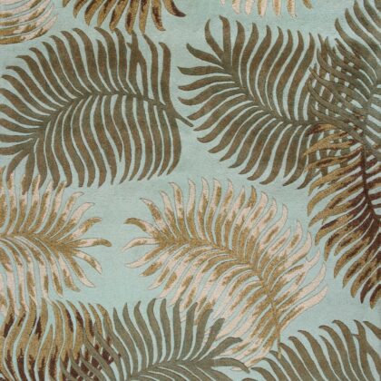 3'X4' Aqua Blue Hand Tufted Tropical Leaves Indoor Area Rug