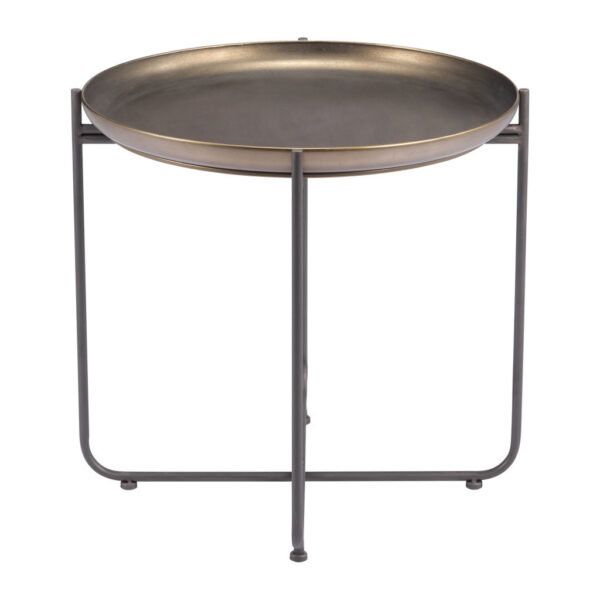 21" Bronze And Gray Steel Round Cross Legs End Table