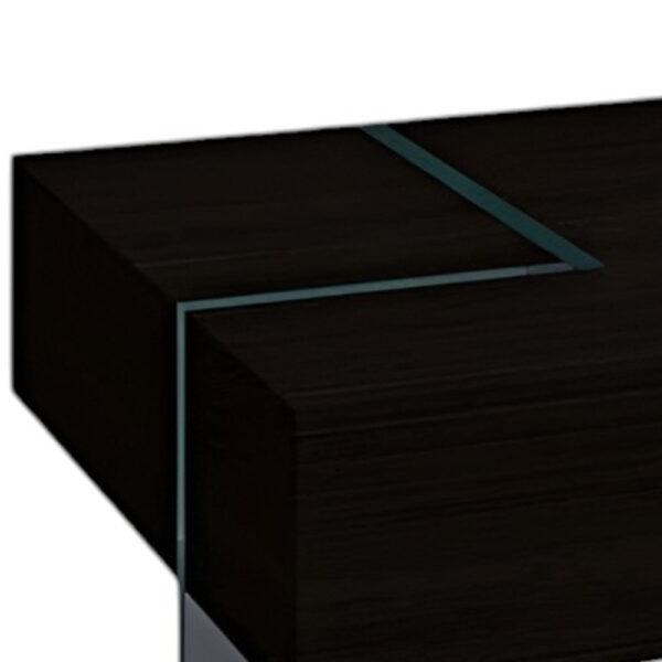 53" Black And Clear Wood And Glass Sled Coffee Table