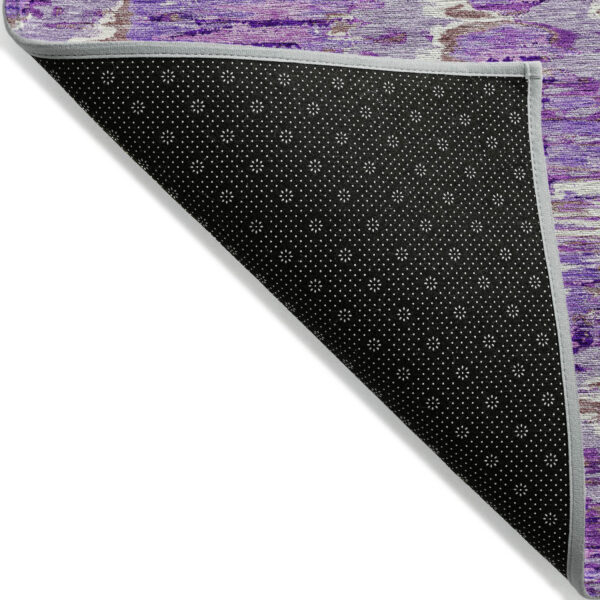 3' X 5' Lavender Purple And Ivory Abstract Washable Indoor Outdoor Area Rug