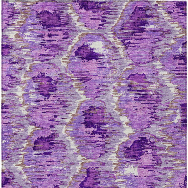 3' X 5' Lavender Purple And Ivory Abstract Washable Indoor Outdoor Area Rug