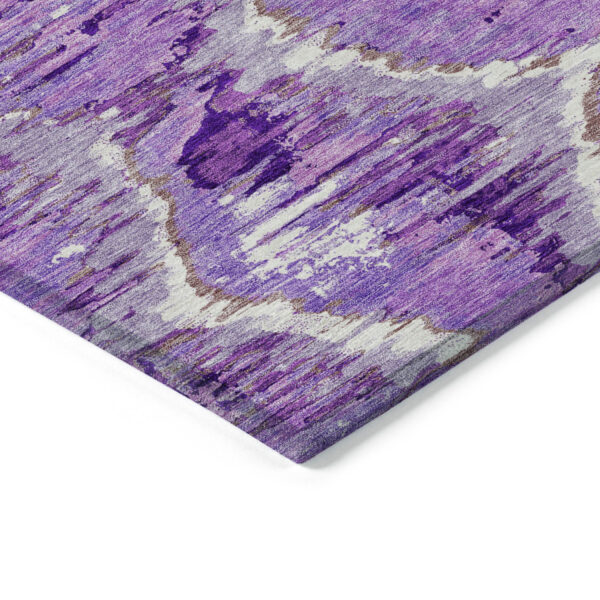 3' X 5' Lavender Purple And Ivory Abstract Washable Indoor Outdoor Area Rug