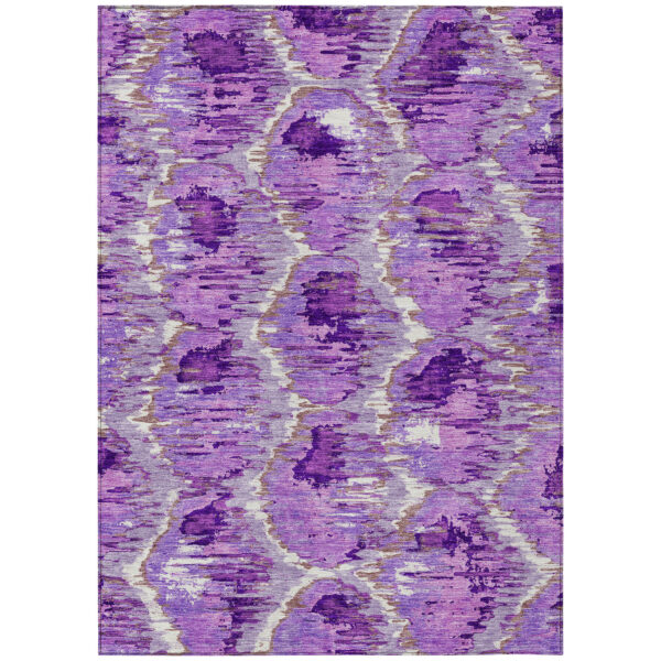 3' X 5' Lavender Purple And Ivory Abstract Washable Indoor Outdoor Area Rug