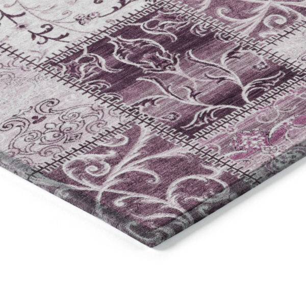 8' Round Mountbatten Pink Round Patchwork Washable Non Skid Indoor Outdoor Area Rug