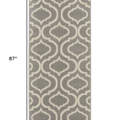 7' Gray Moroccan Power Loom Runner Rug