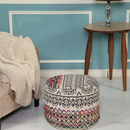 18" Multicolored Cotton Blend Ottoman