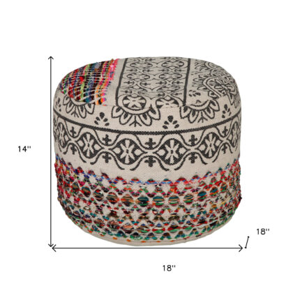 18" Multicolored Cotton Blend Ottoman