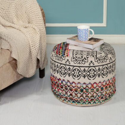 18" Multicolored Cotton Blend Ottoman