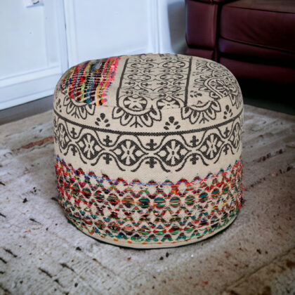 18" Multicolored Cotton Blend Ottoman